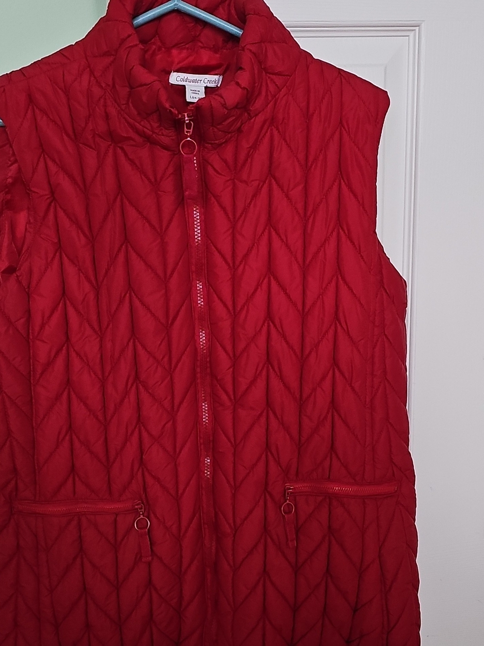 Coldwater Creek Quilted Red Sleeveless Puffer Vest